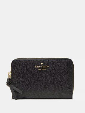 New Kate Spade Knott Medium Wallet Pebble Leather Black